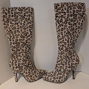 Colin‎ Stuart Leopard Print Heeled Boots Sz. 8B